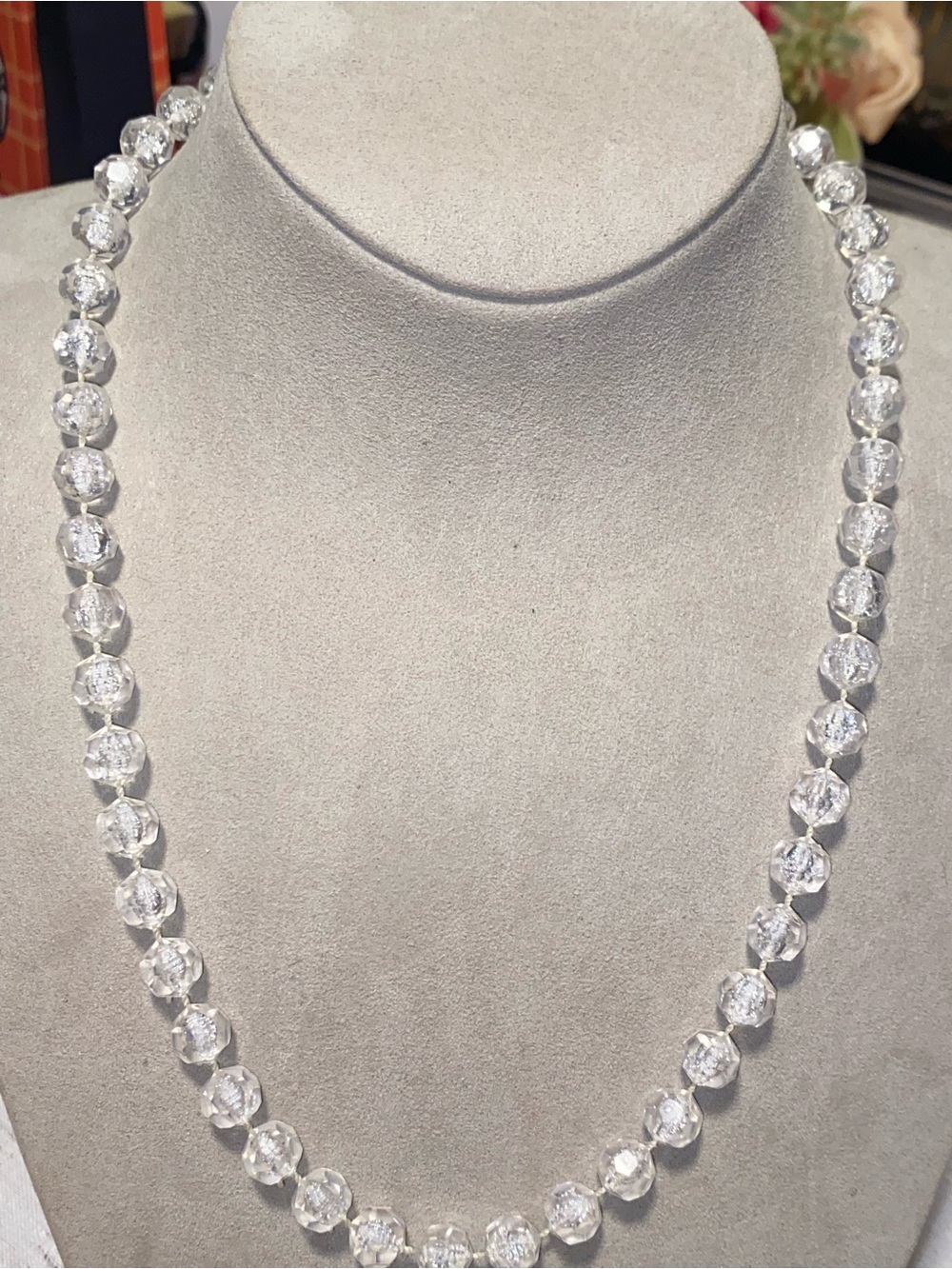 1950s Resin Clear Bead Necklace